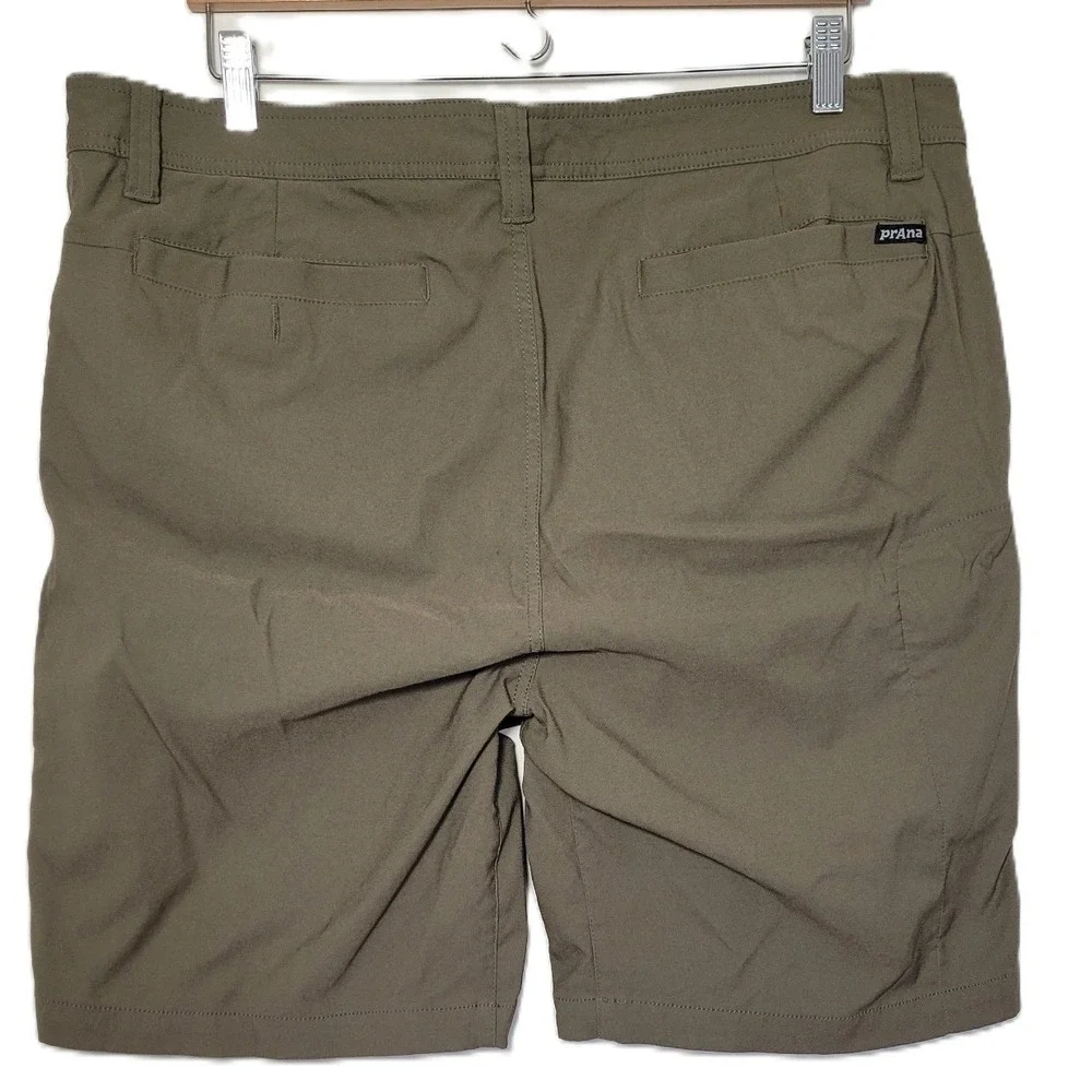 PrAna Men's Alameda Khaki Chino Shorts Size 38W 9 Inch Breathable UPF 50+ Travel